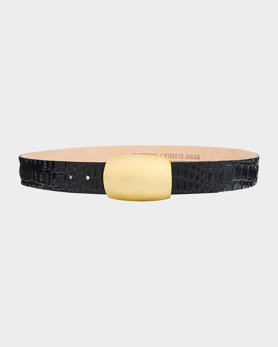 Milou Croc-Embossed Leather Belt